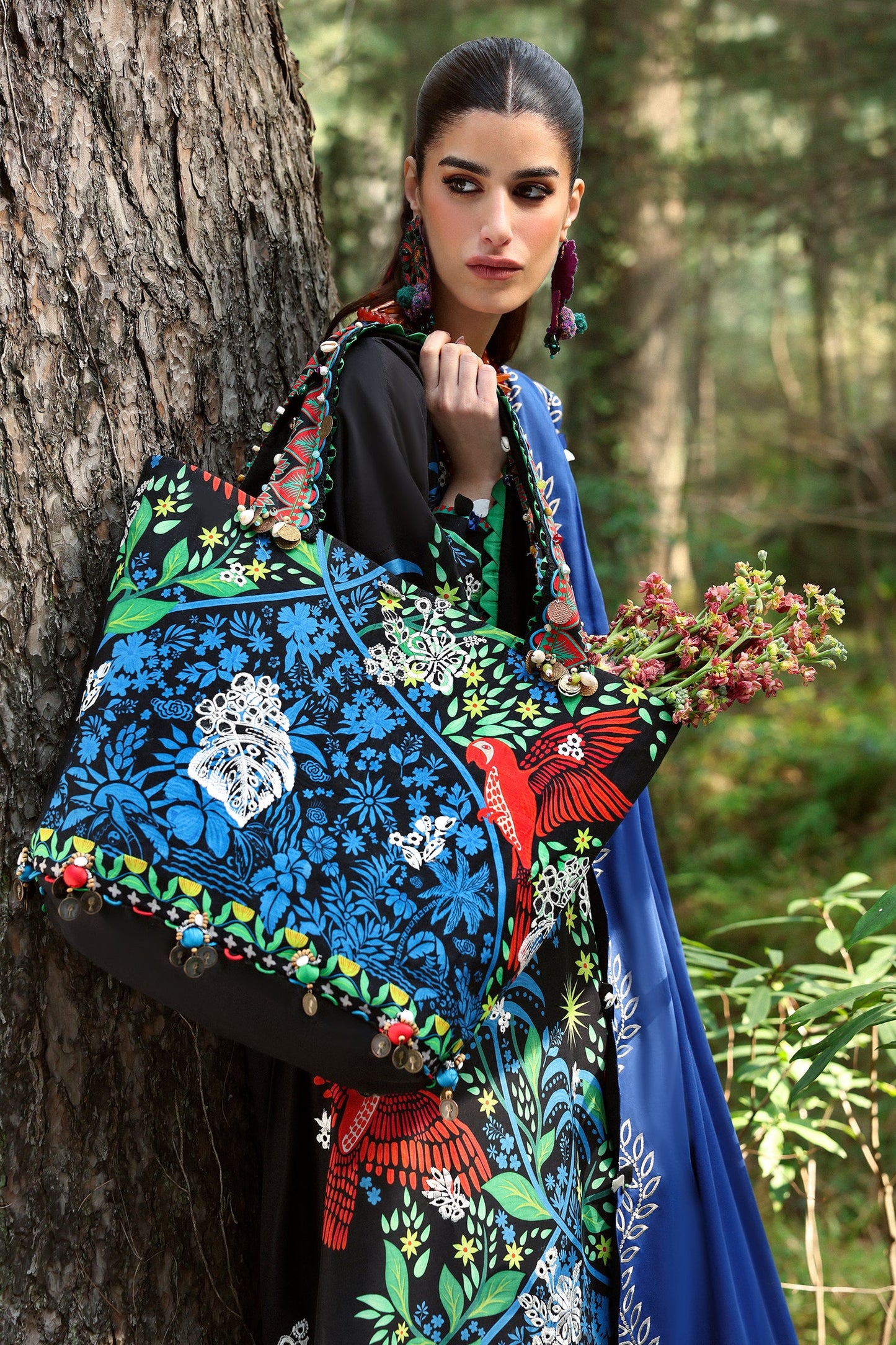 Zaha Summer 2025 unstitched embroidered lawn suit with printed shirt, voile dupatta, and cambric trouser—ideal for festive wear.