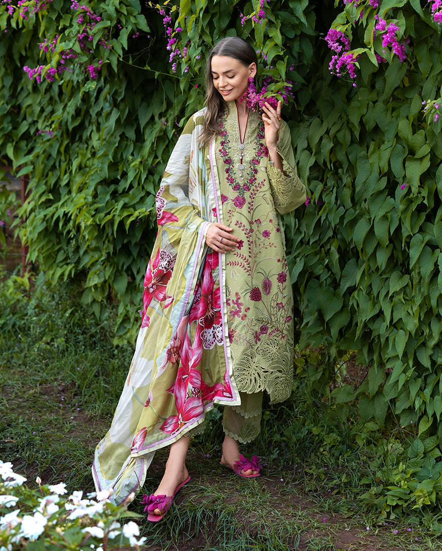 Secret Garden Hemline Lawn by Mushq 2026| Wildflower Waltz Aangan | the Essence of Lawn & Chiffon
