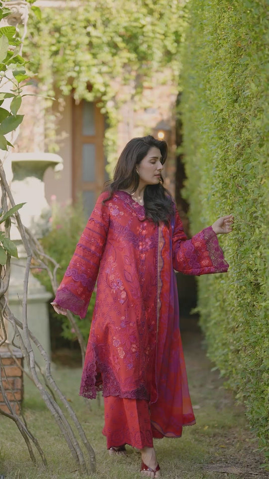 Mushq Amoi luxury lawn 2026=Falling Petals Aangan | the Essence of Lawn & Chiffon