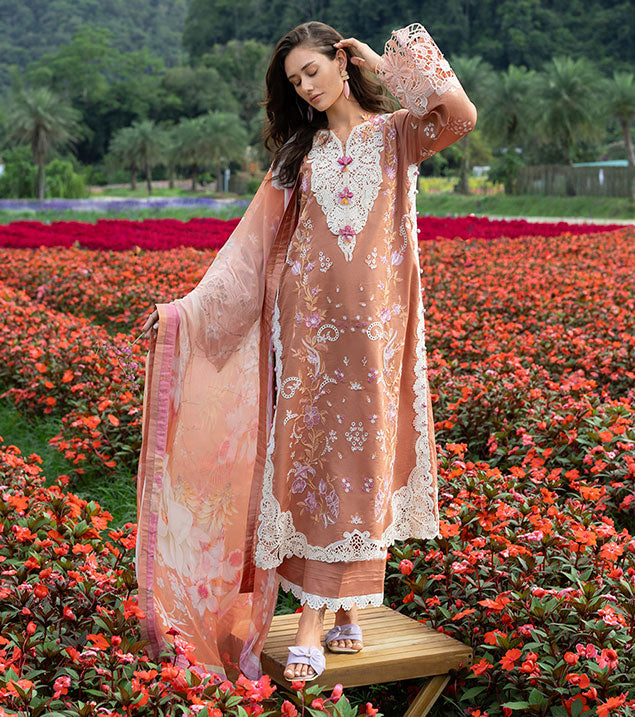 Secret Garden Hemline Lawn by Mushq 2026| Rosette Reverie Aangan | the Essence of Lawn & Chiffon
