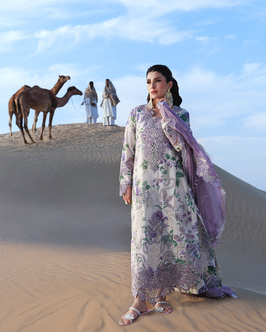 Nureh Aman Lawn 2026=Emelfie NE-228 Aangan the essence of lawn & chiffon