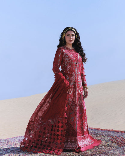 Nureh Aman Lawn 2026=Kiraz NE-230 Aangan the essence of lawn & chiffon