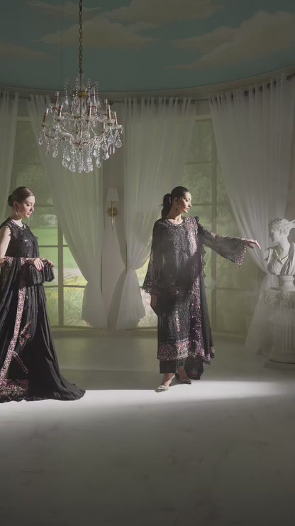 Maria B Chiffon 2025  MPC-25-101 – Luxury 3-Piece Unstitched Embroidered Suit in Off-White Rose (Available Across India